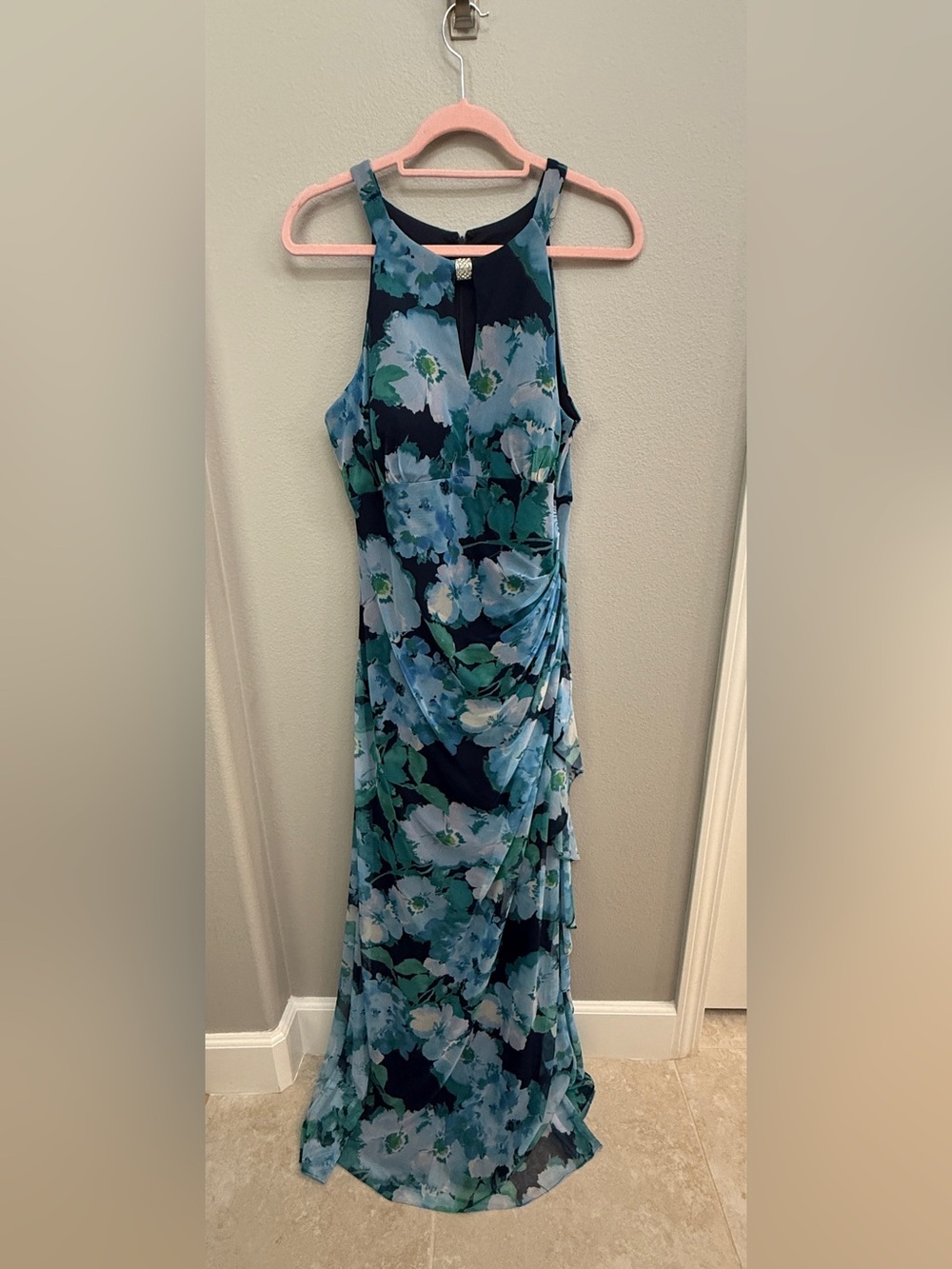 Betsy & Adam Blue Floral Maxi Dress